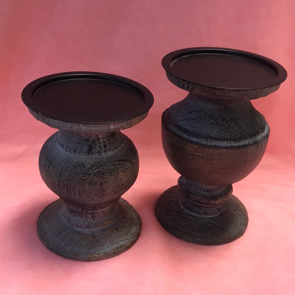 PartyLite Modern‎ Rustic Pillar Holders Set of 2